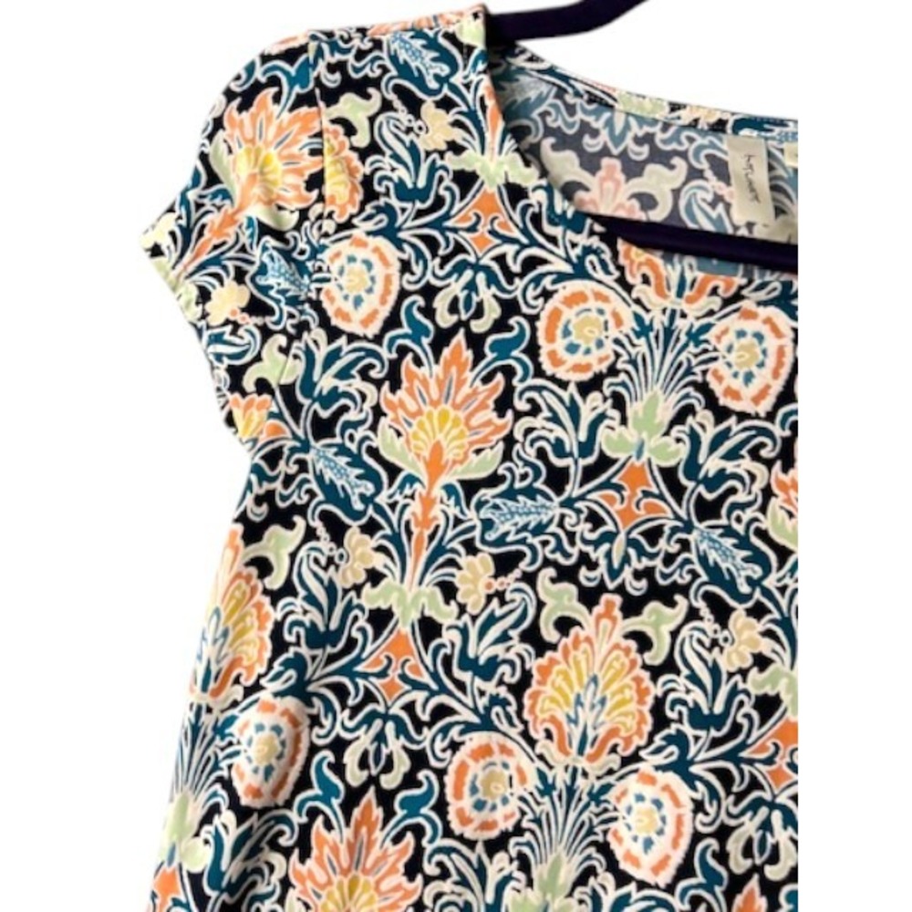 Ornate‎ Floral Motif PS Dress Geometric Artsy Boho Eclectic Resort Cruise Party - Picture 8 of 11
